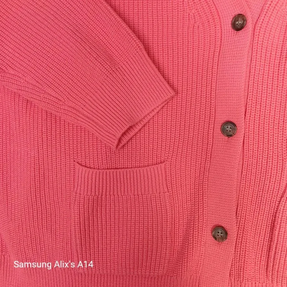 J.crew V-neck Cotton-cashmere Cardigan Sweater AX752‎  Color Coral Size XLarge